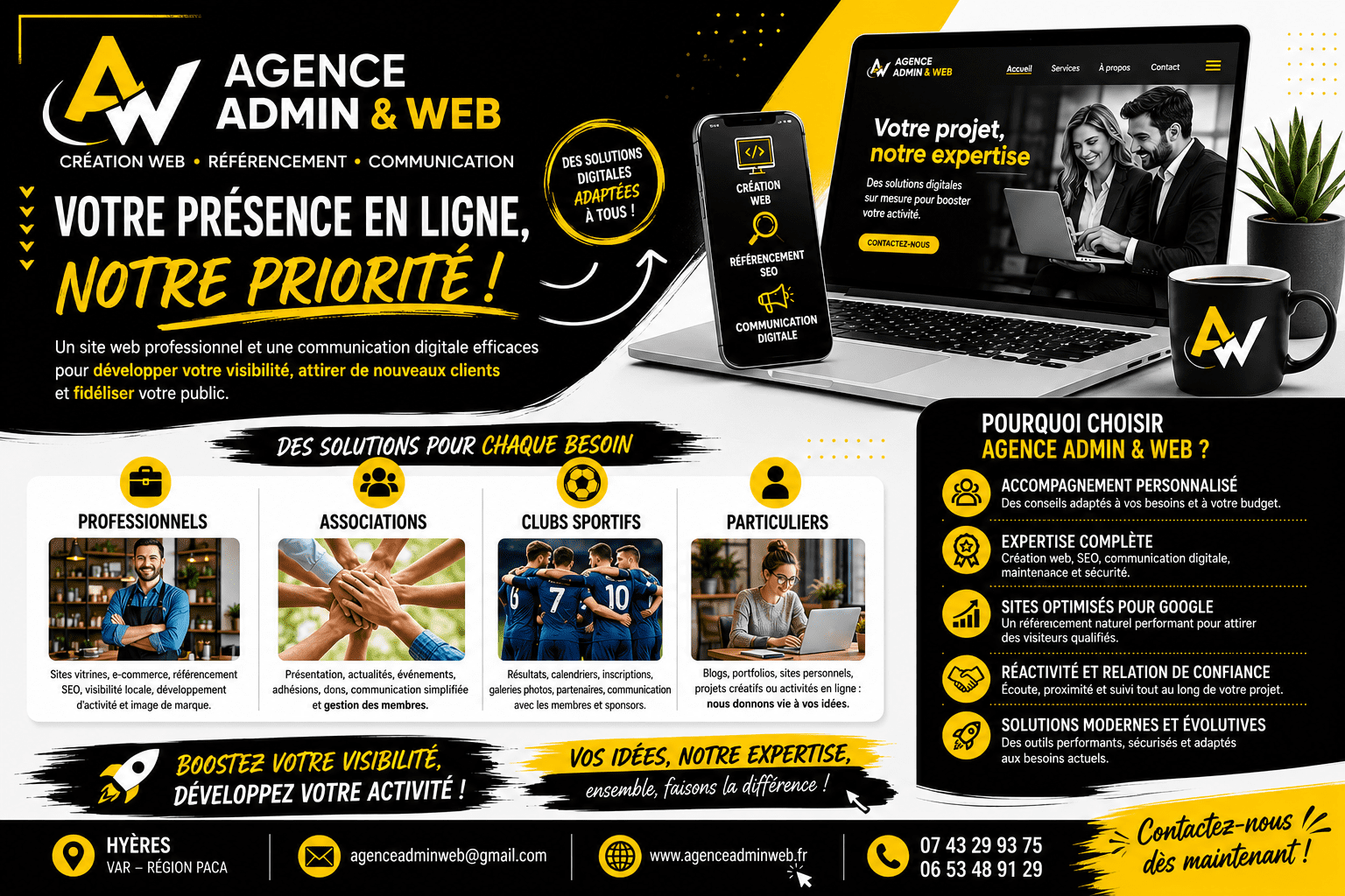 Votre présence en ligne avec Agence Admin&Web hyeres PACA