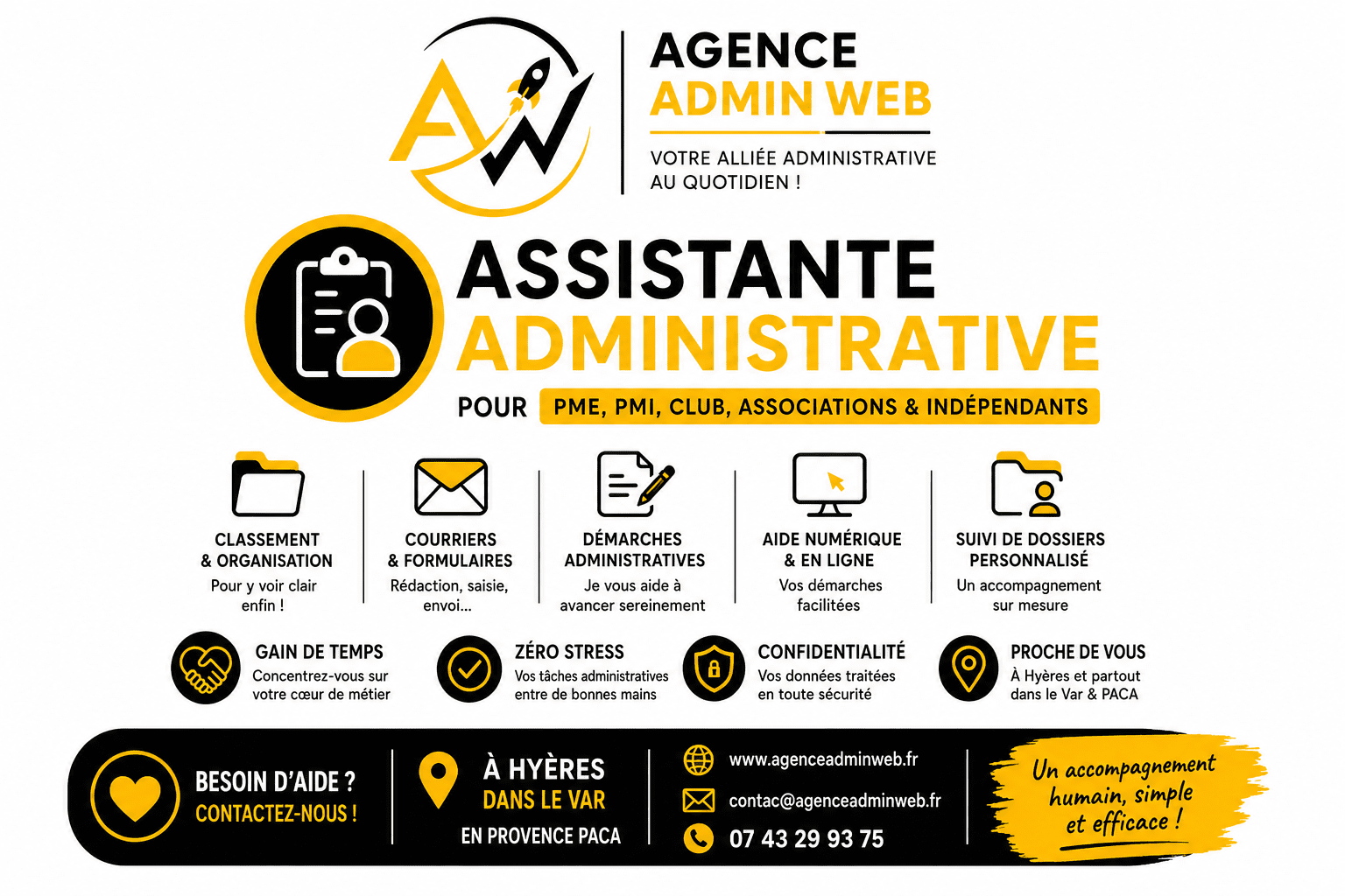 Visuel pourles seervice d Assistante Administrative de l'agence Admin & Web à Hyeres en region PACA