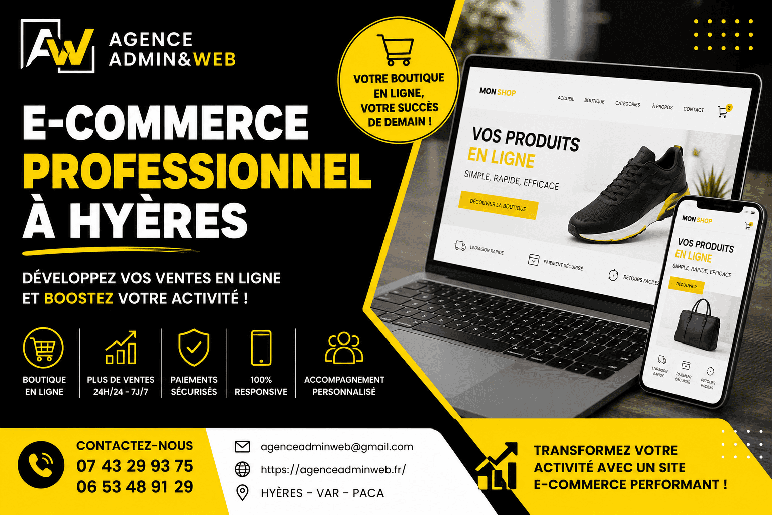 E-commerce Professionnel Hyères Agence Admin&Web PACA